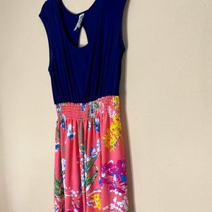 Blue and coral floral maxi dress, size M. Espresso